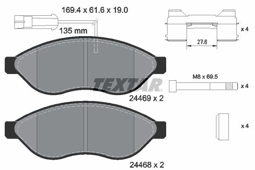 KLOCKI HAM. FIAT P. DUCATO 06- ŁAD 1200-1400KG 2 CZUJNIKI