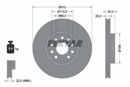 TARCZA HAM. VW P. PASSAT/ARTEON/GOLF/TOURAN/TIGUAN/SHARAN/A1/A3/ATLEA/LEON/ATECA/OCTAVIA/SUPERB/YETI/KODIAQ 312MM