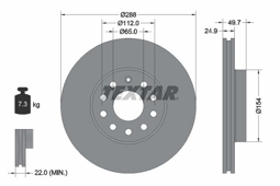 TARCZA HAM. VW P. GOLF 5/A3/OCTAVIA 04-/12-/CADDY/TOURAN 288X25MM