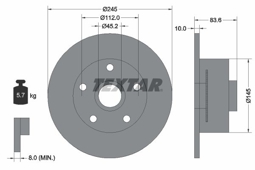 TARCZA HAM. AUDI T. A4 1,6-2,8 94-01 Z PIERŚCIENIEM ABS