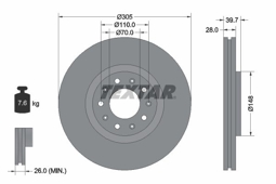 TARCZA HAM. ALFA P. 159 05- 1,9JTD/GIULIETTA 10- 2,0JTD