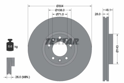 TARCZA HAM. PEUGEOT P. 308 13-/508 10-/407 10-
