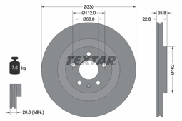 TARCZA HAM. VW T. A4/A5 07-/A6/A7 10- 330MM