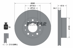 TARCZA HAM. FIAT P. DUCATO 94-/02-/06- 10/14 280MM WYS. 67,6MM