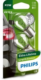 ŻARÓWKA P21W 12V/21W (STOP/KIERUNKOWSKAZ) BA15S LONGLIFE ECOVISION 2SZT BLISTER