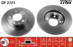 TARCZA HAM. FIAT P. DUCATO 94-/02-/06- 10/14 280MM WYS. 65,6MM