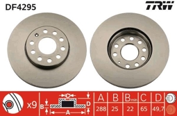 TARCZA HAM. VW P. GOLF 5/6/7/A3/OCTAVIA 04-/12-/CADDY/TOURAN 288X25MM